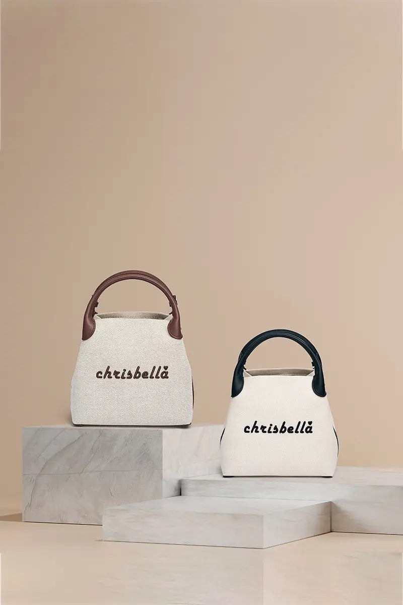 New High-End Letter Canvas Tote with Detachable Strap