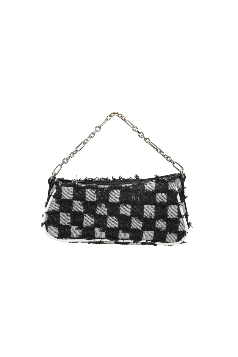 Checkerboard Chain Top Handle Shoulder Bag