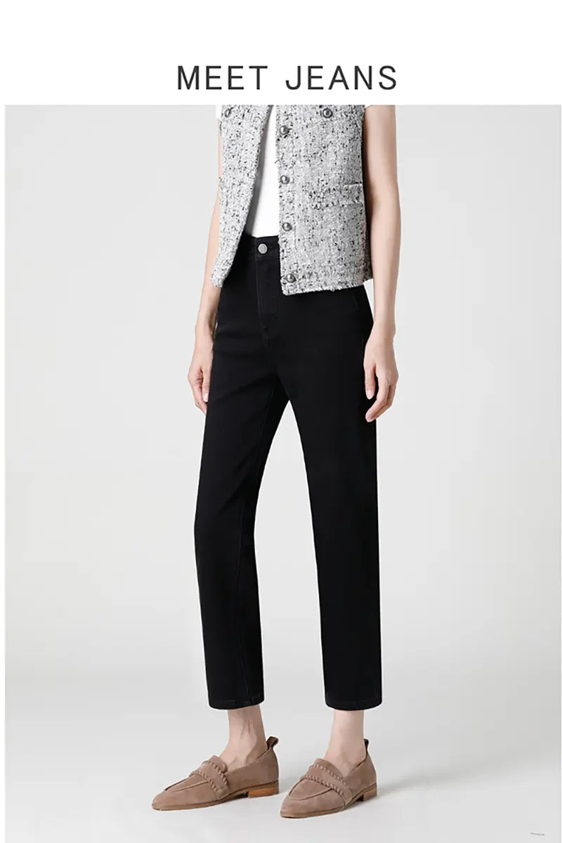 Black High-Waist Cigarette Jeans