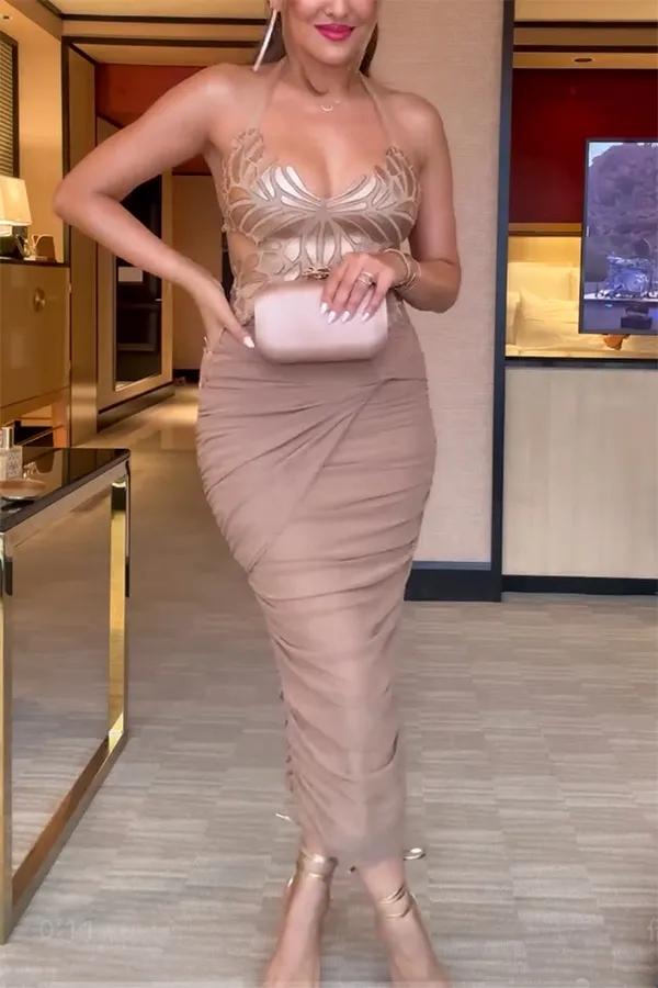 Desert Bloom Mesh Ruched Skirt Set