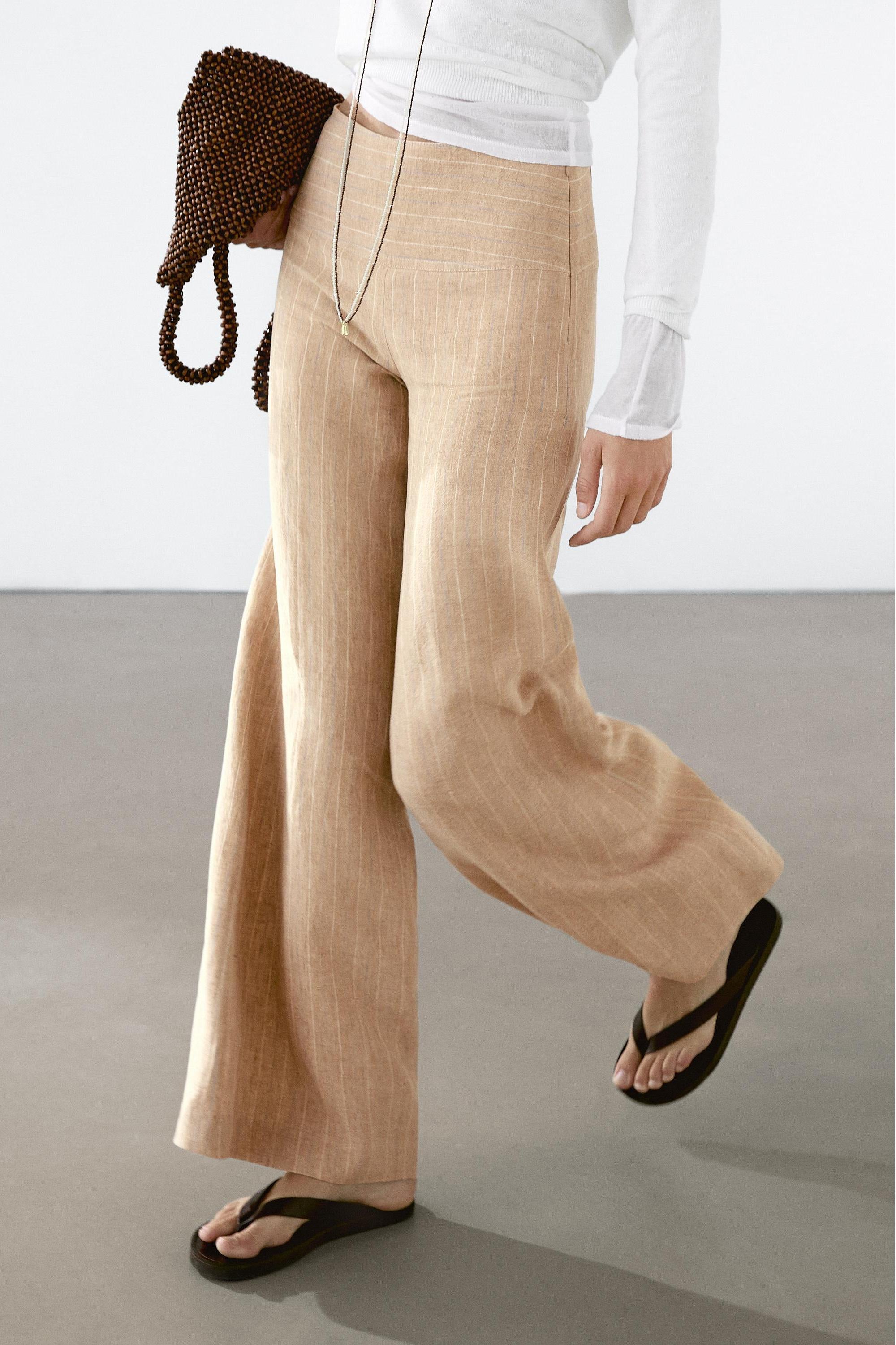 High-Waist Wide-Leg Linen Trousers