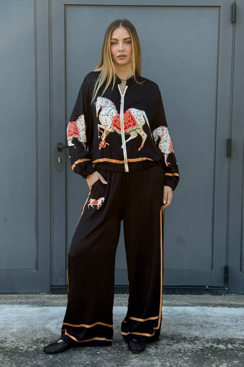 Satin Bomber Jacket and Trousers