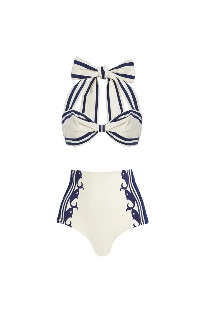Navy Style Halter Bikini Set