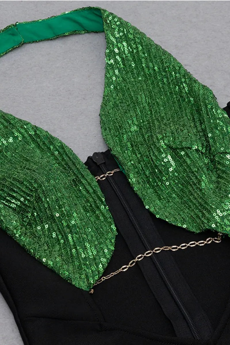 Sexy holle rugloze halter bandage jurk