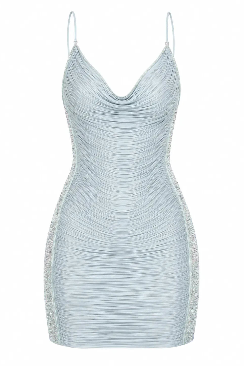 Minikleid mit drapiertem Wasserfallausschnitt und rückenfreiem Design