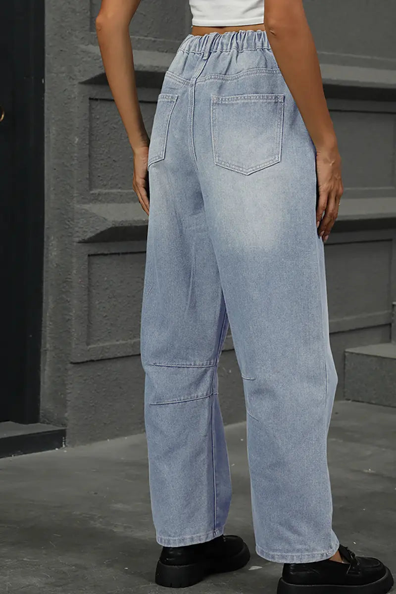 Ontspannen Was Harem Denim Broek Verkort
