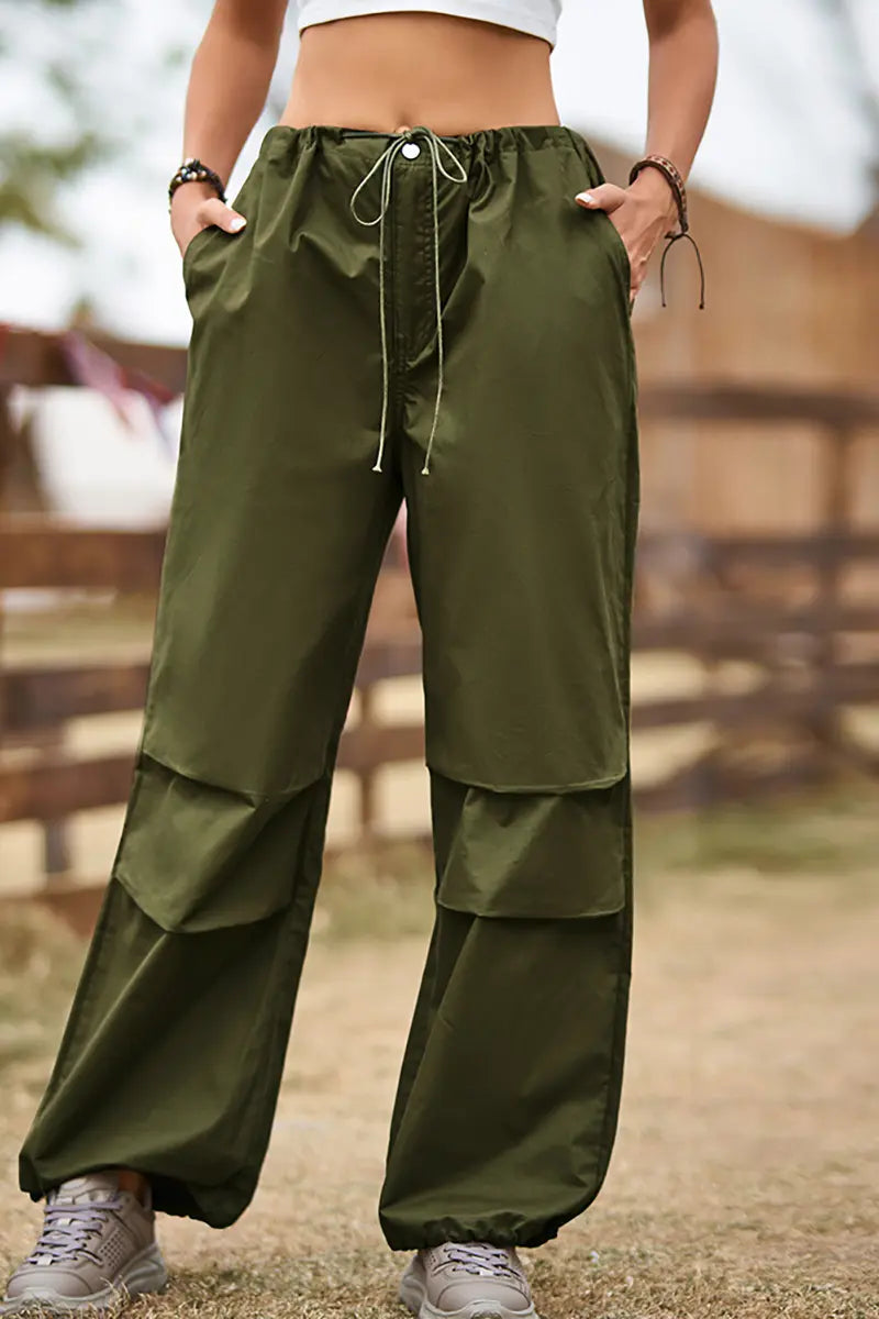 Vintage streetstyle cargobroek met trekkoord