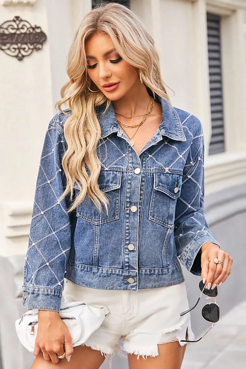Embroidered Denim Beaded Jacket