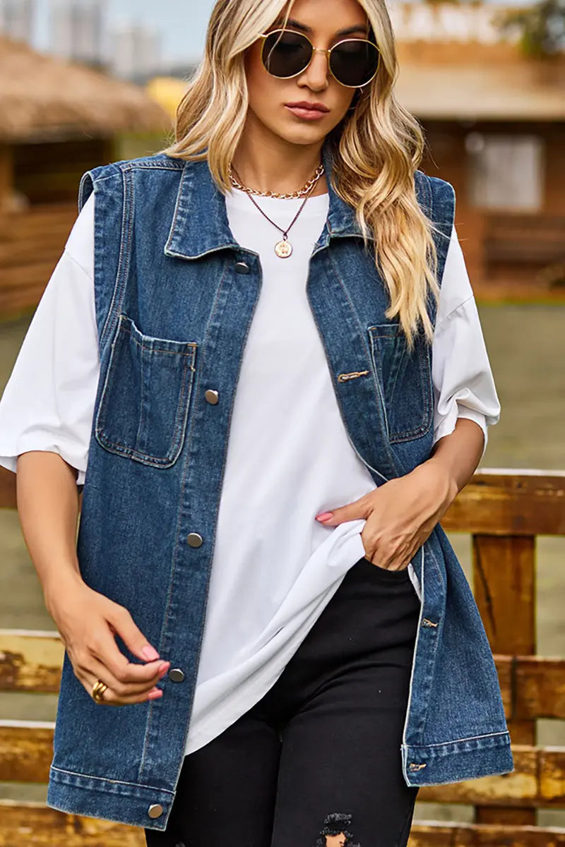 Chic Sleeveless Denim Vest