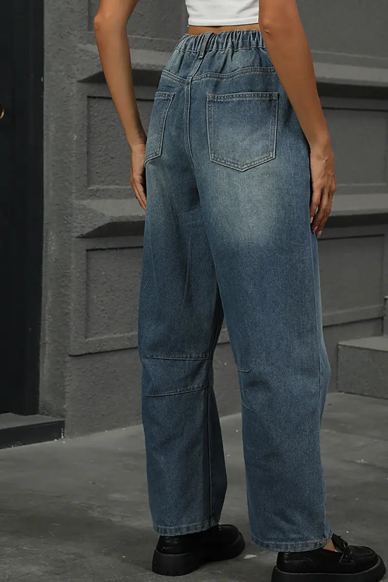 Ontspannen Was Harem Denim Broek Verkort