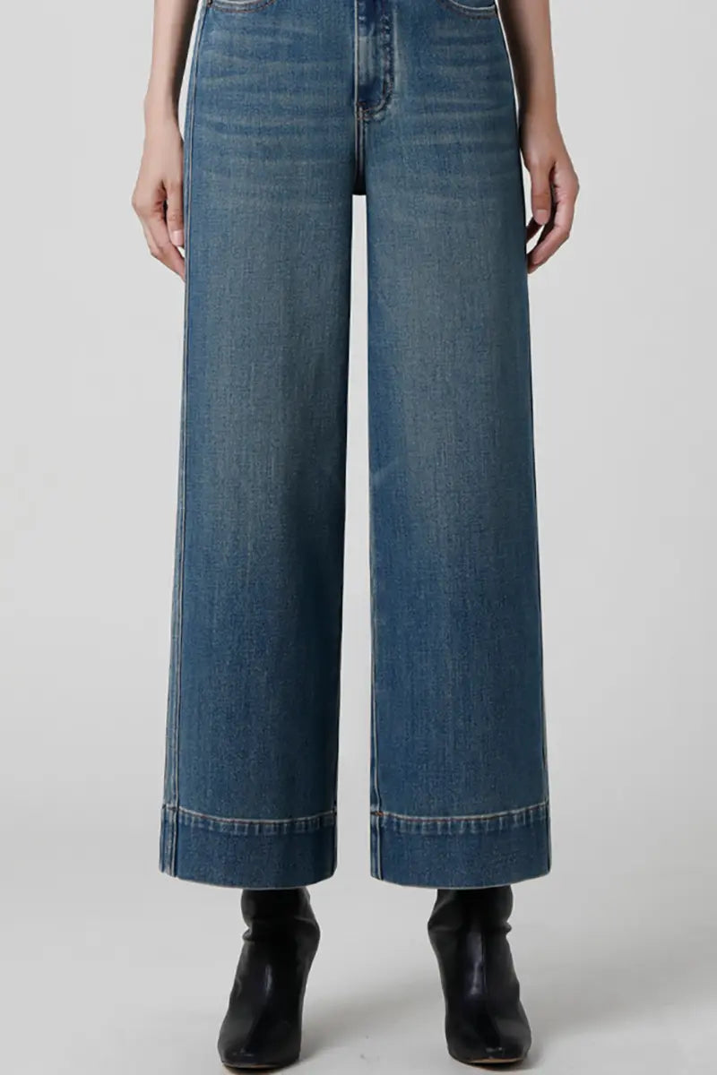 Kleine Hoge Taille Wijde Pijpen Jeans