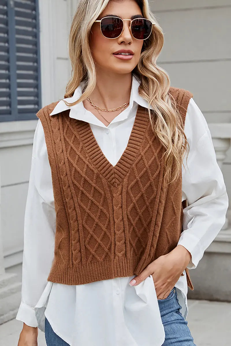 V-hals loszittend vest trui top