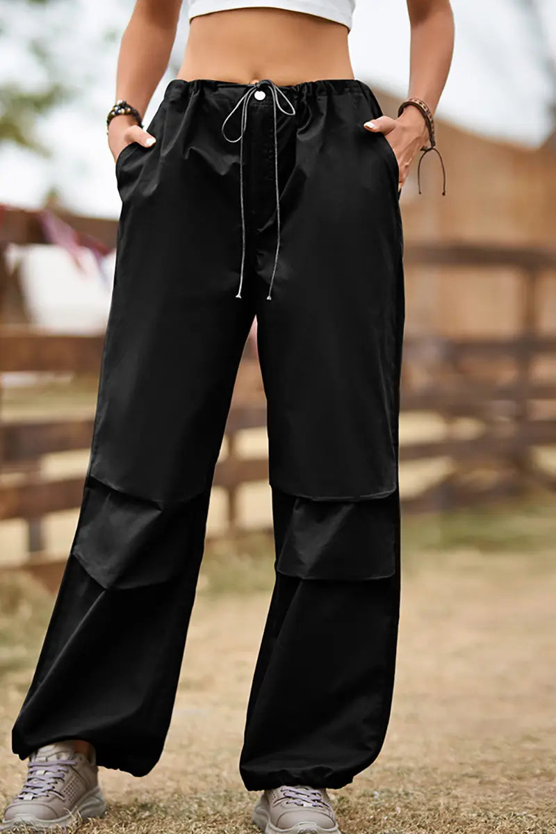 Vintage streetstyle cargobroek met trekkoord
