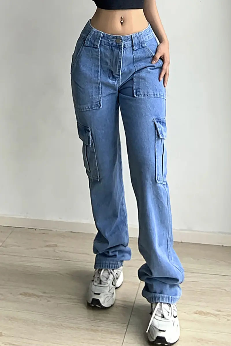 Veelzijdige cargo jeans met losse pasvorm en meerdere zakken