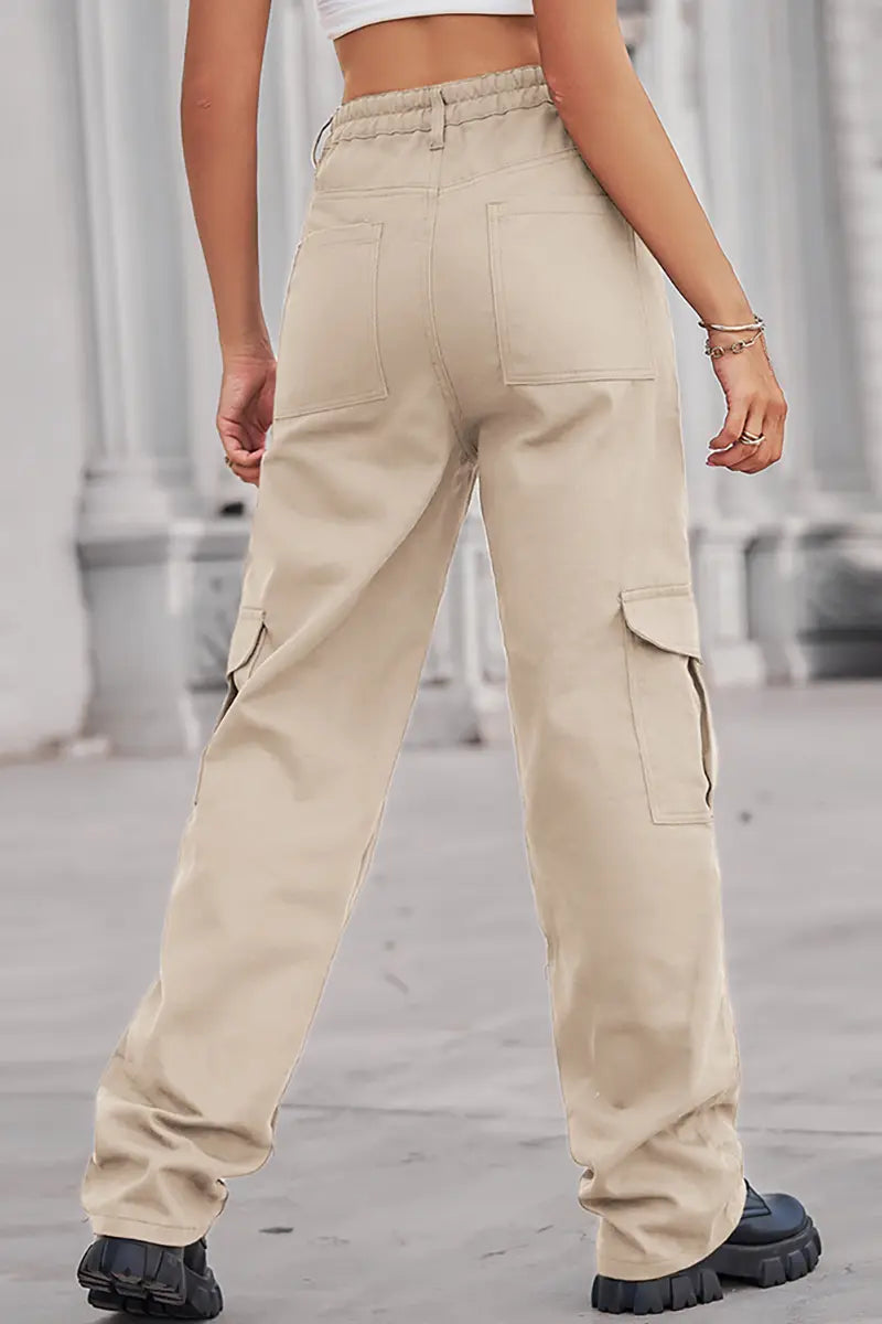 Elastic Waist Utility Denim Pants