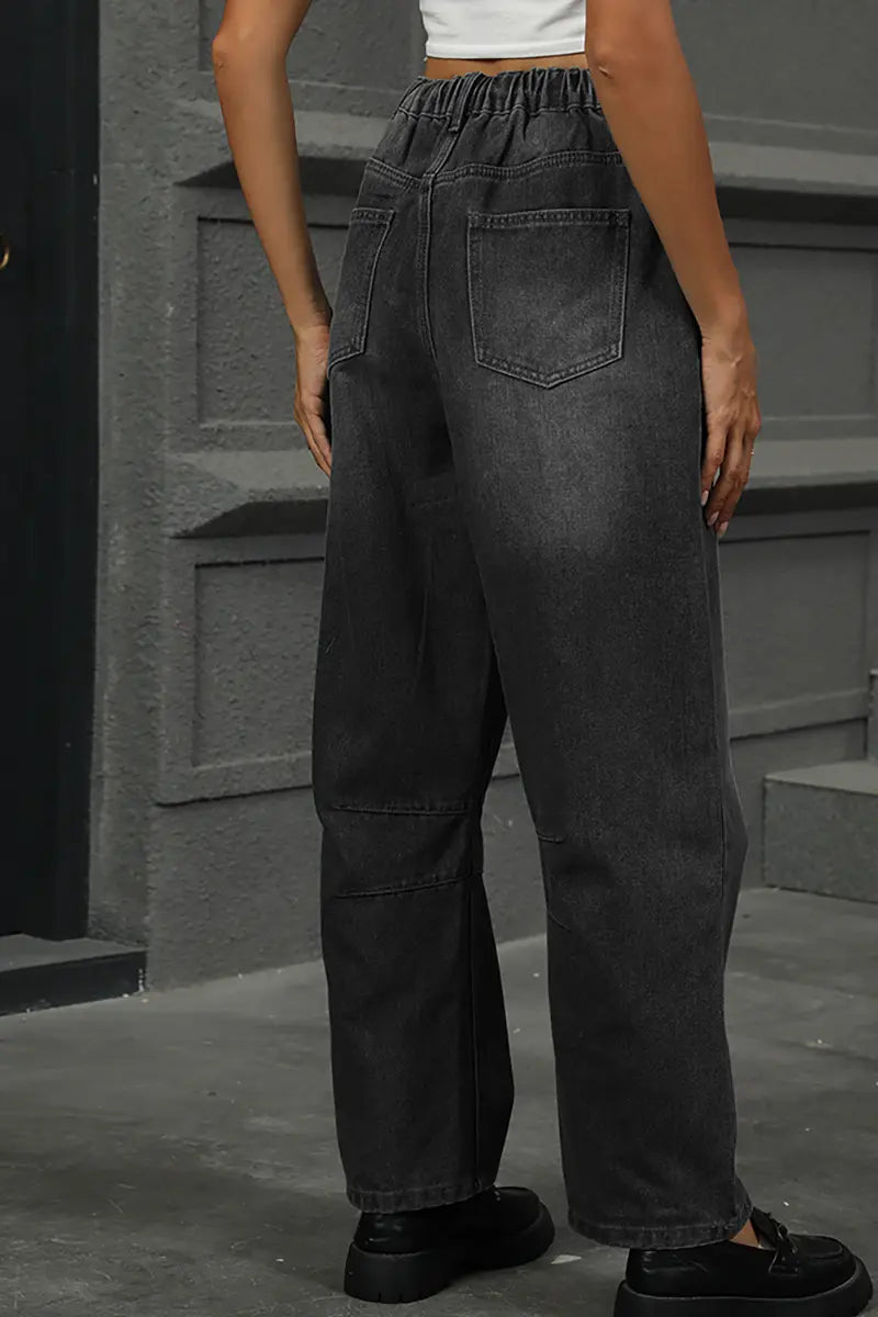 Ontspannen Was Harem Denim Broek Verkort