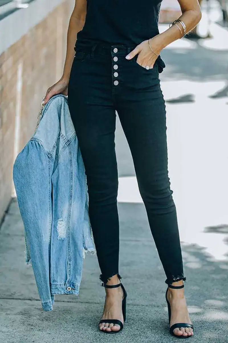 Rekbare Slim-Fit Denim Potloodlaarzen Broek