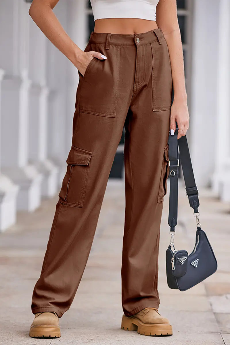 Lente Was Denim Trekkoord Cargo Broek