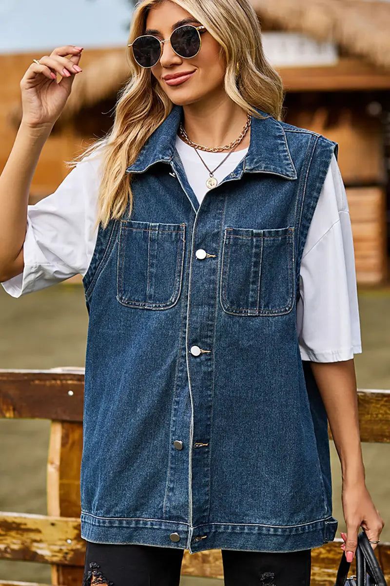 Chic Sleeveless Denim Vest