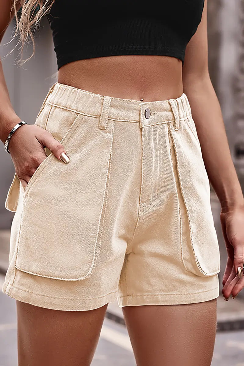 American Casual Stretch Waist Denim Shorts
