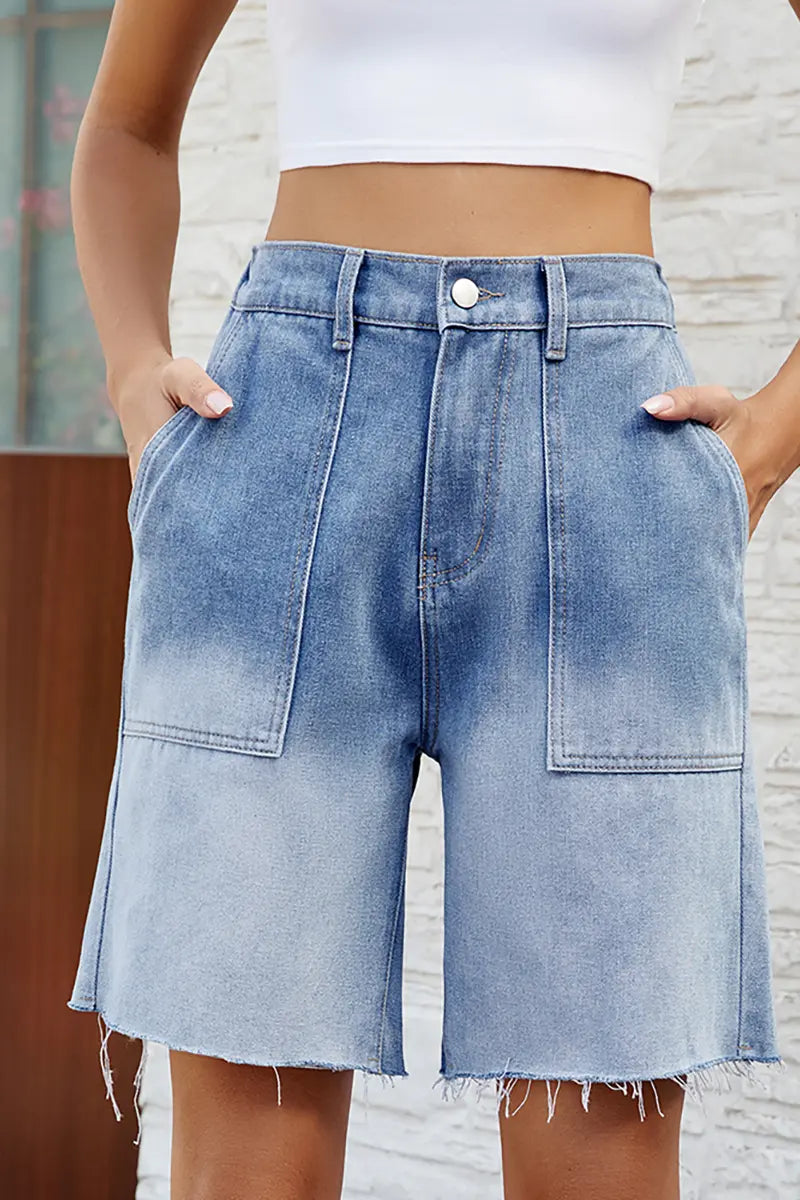 Gradient Casual Denim Bermuda Shorts