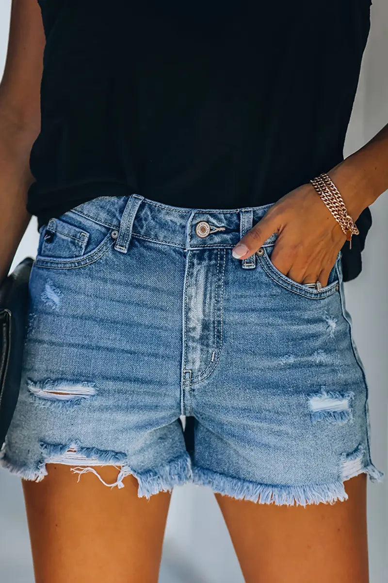 Stijlvolle gescheurde denim shorts