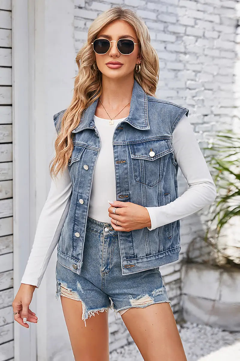 Gewassen Klassiek Denim Vest
