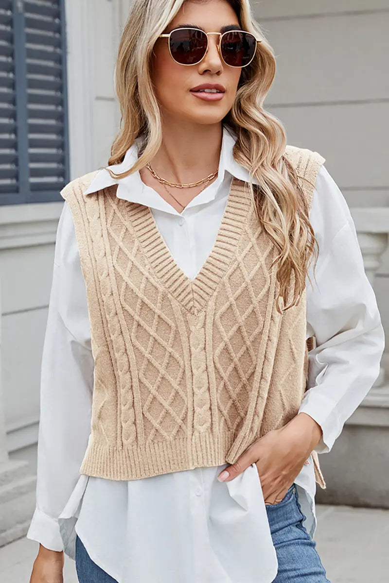 V-hals loszittend vest trui top