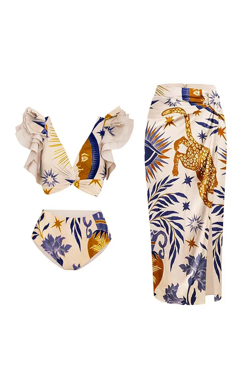 Bikini Set met Gerimpelde Etnische Print voor Dames