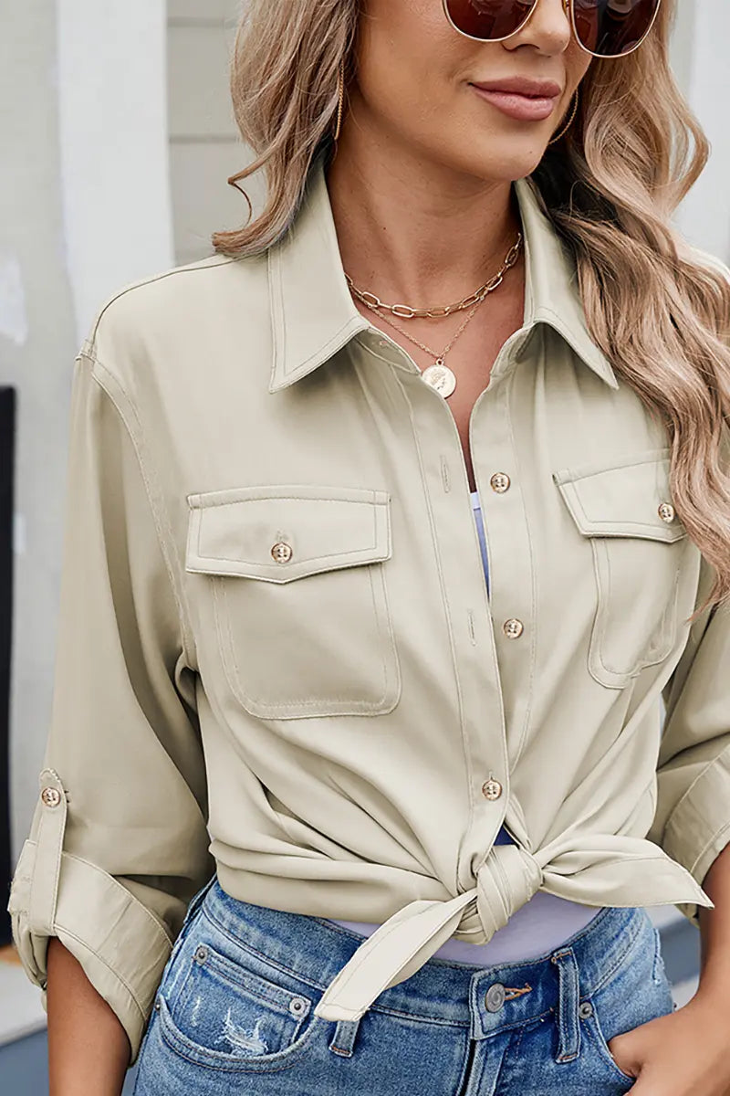 Adjustable Sleeve Casual Long-Sleeve Shirt