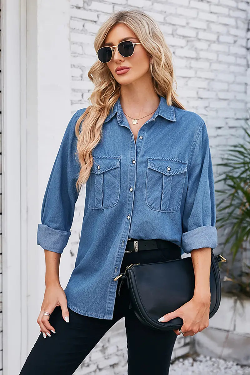Lightweight Washed Denim Shirt