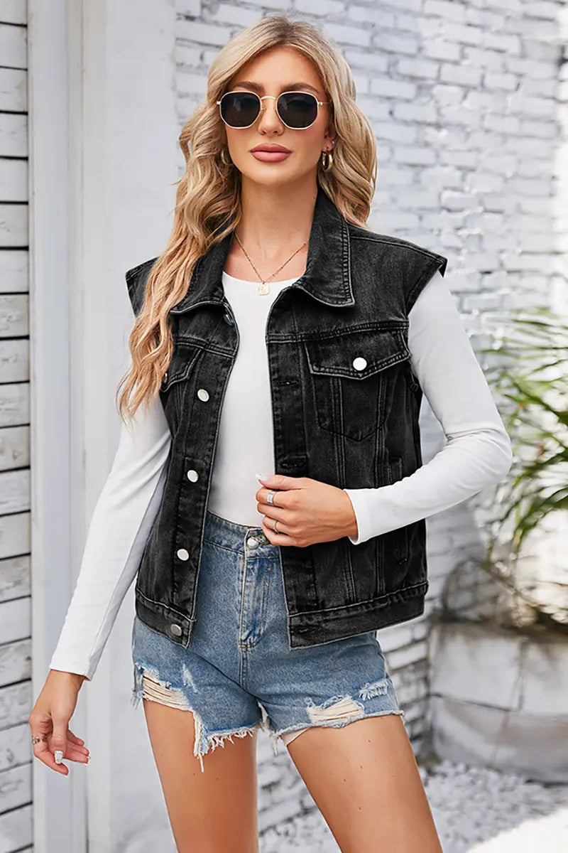Denim Tie Vest Wash main image 1
