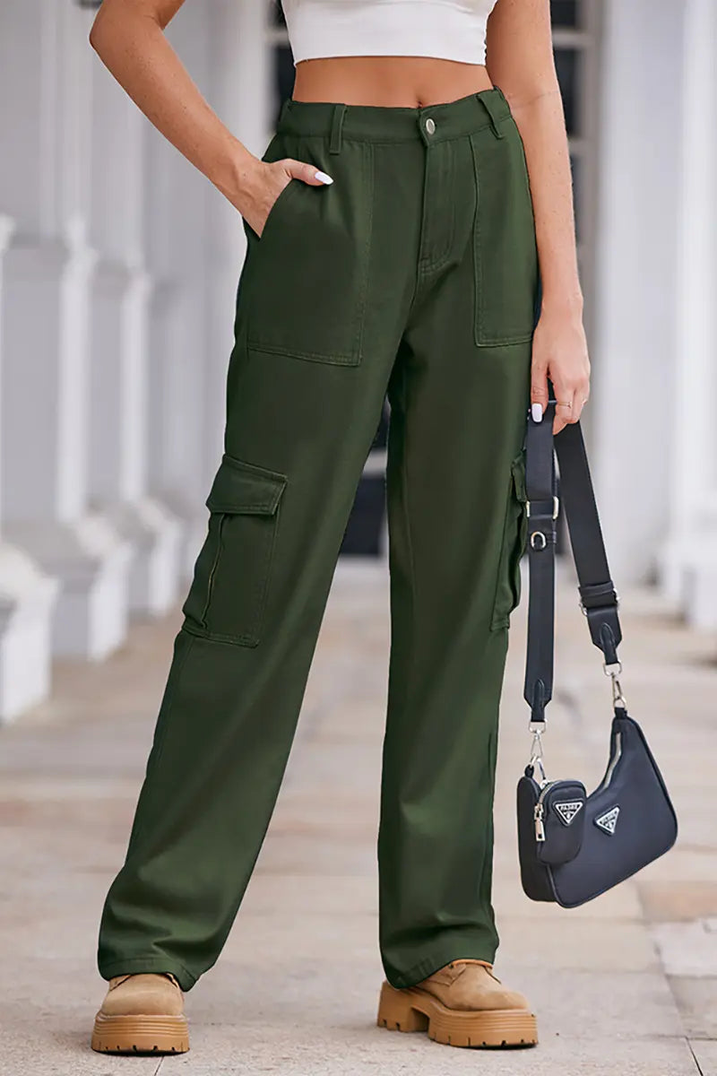 Lente Was Denim Trekkoord Cargo Broek