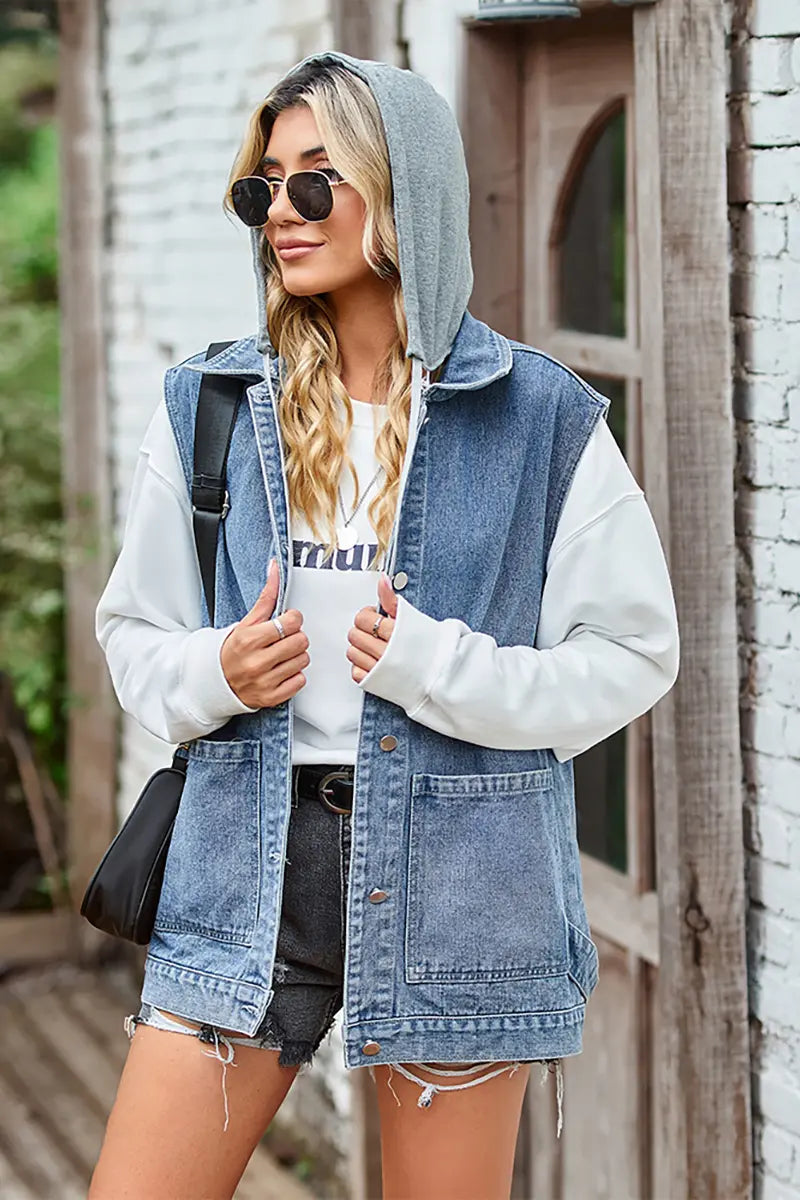 Trendy loszittend denim vest