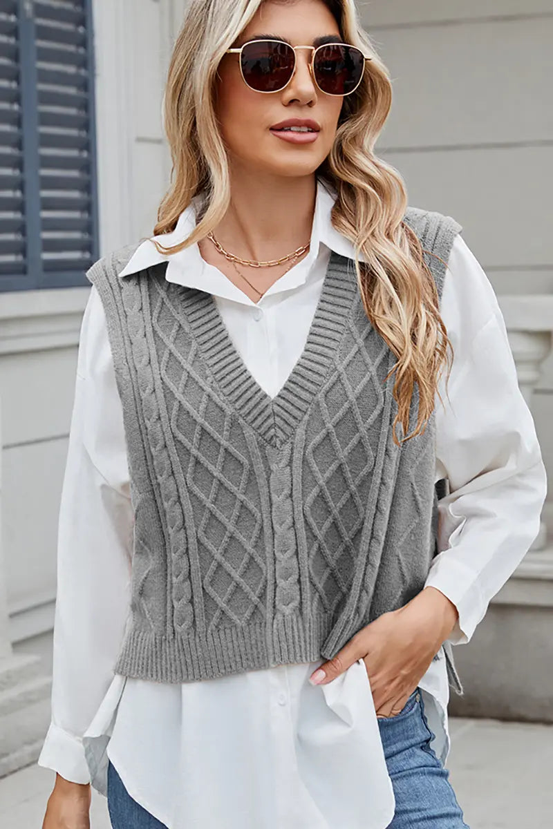 V-hals loszittend vest trui top