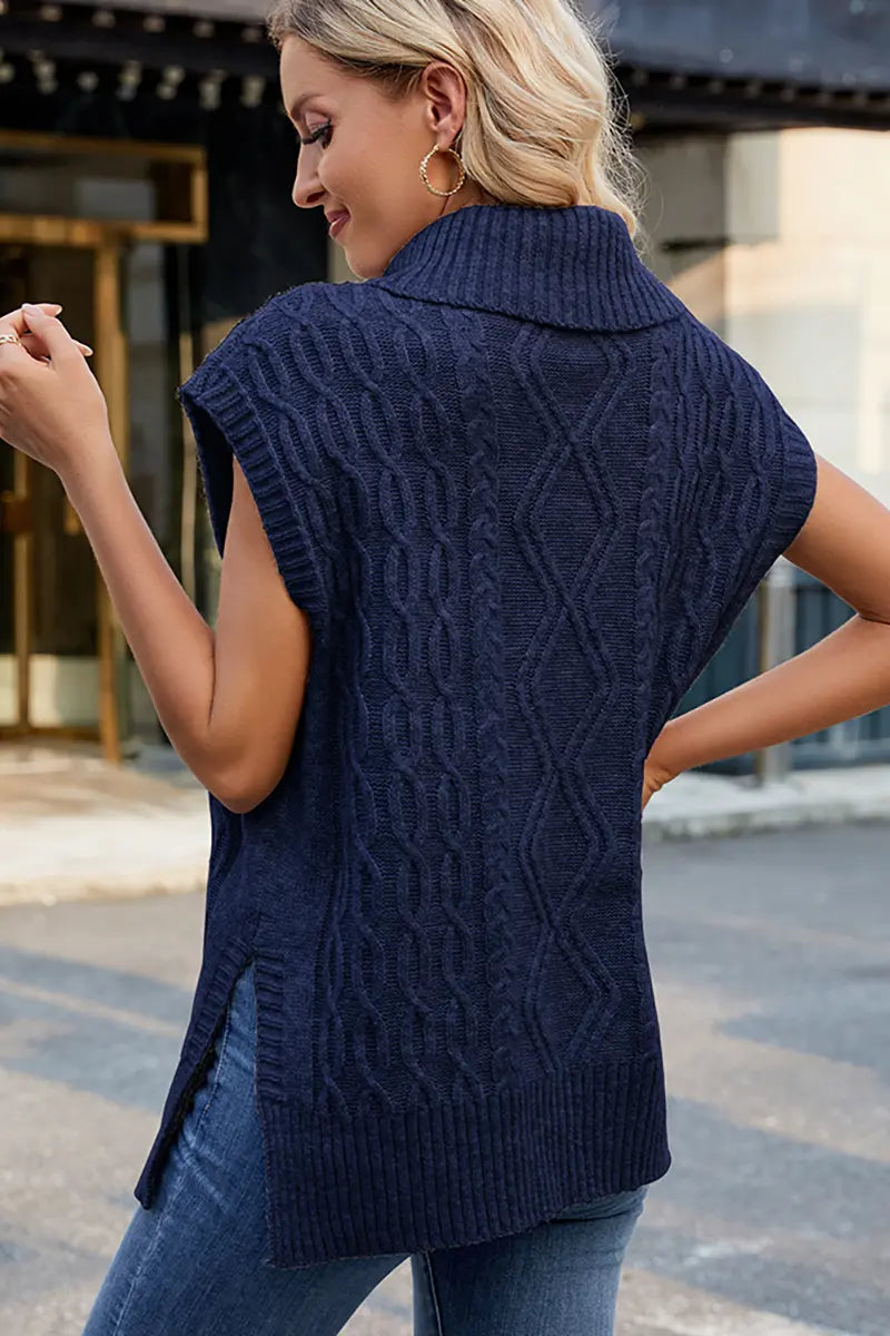 Casual High-Neck Knitted Vest