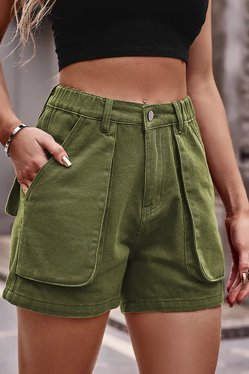 American Casual Stretch Waist Denim Shorts