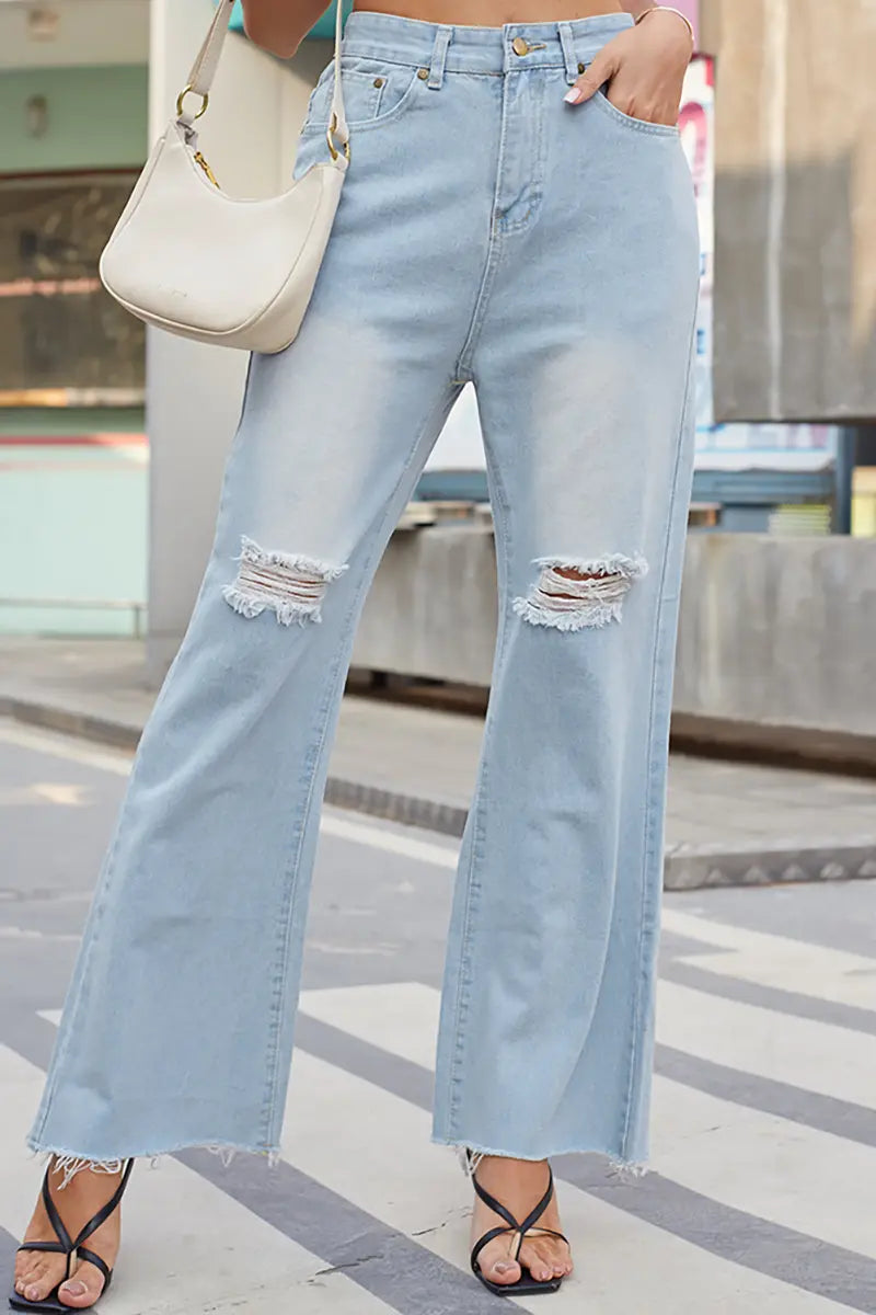 Vintage wijde pijpen gescheurde flare jeans