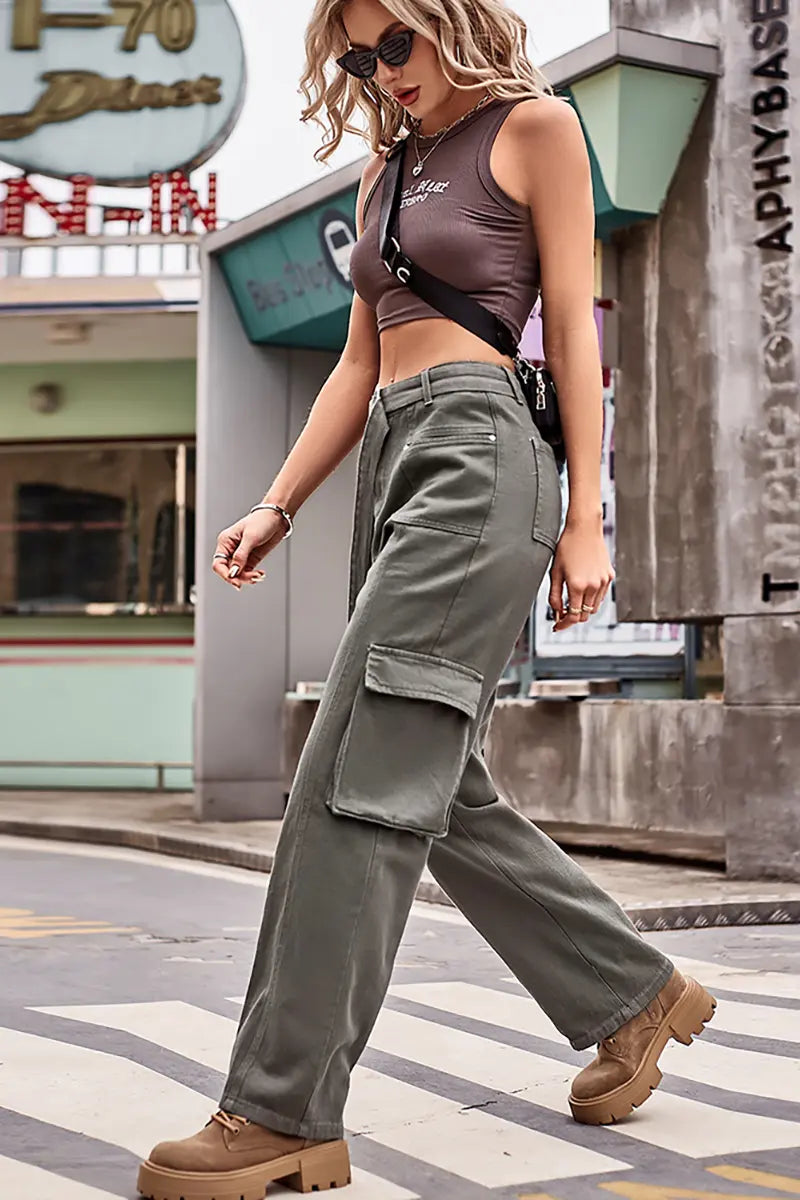 Trendy Urban Hip-Hop Denim Cargo Broek