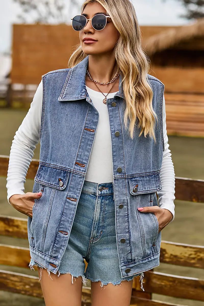 Fashionable Denim Sleeveless Vest