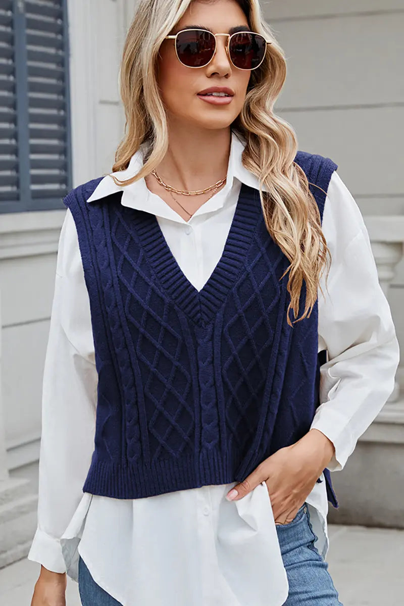 V-hals loszittend vest trui top