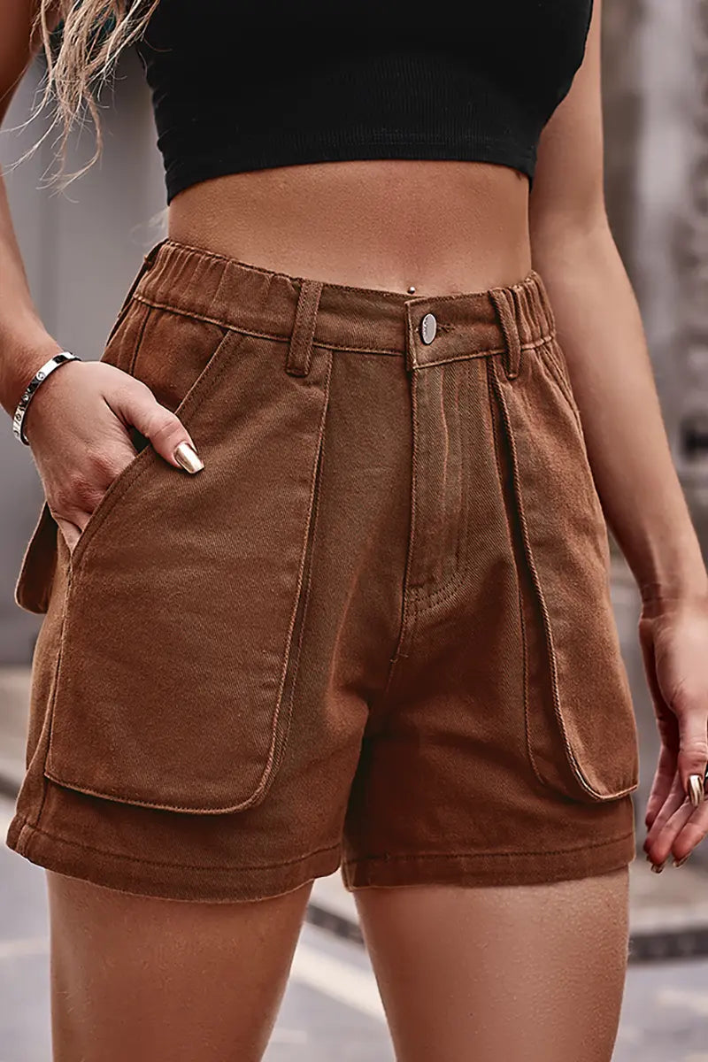 American Casual Stretch Waist Denim Shorts