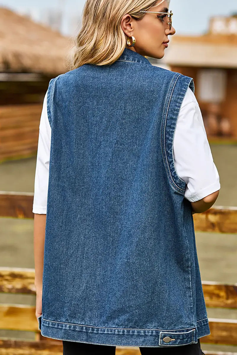 Chic Sleeveless Denim Vest