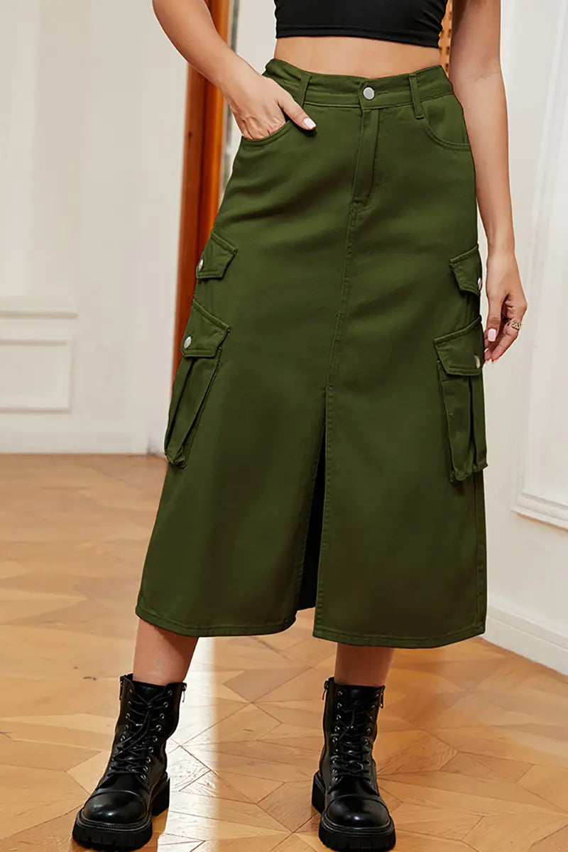 American Style Elastic Waist Denim Skirt