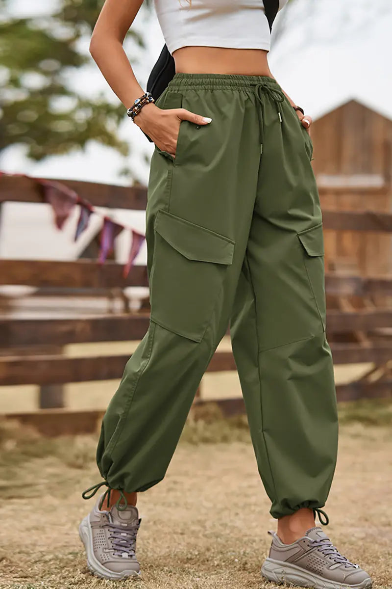Street Style trekkoord joggingbroek met cargozakken