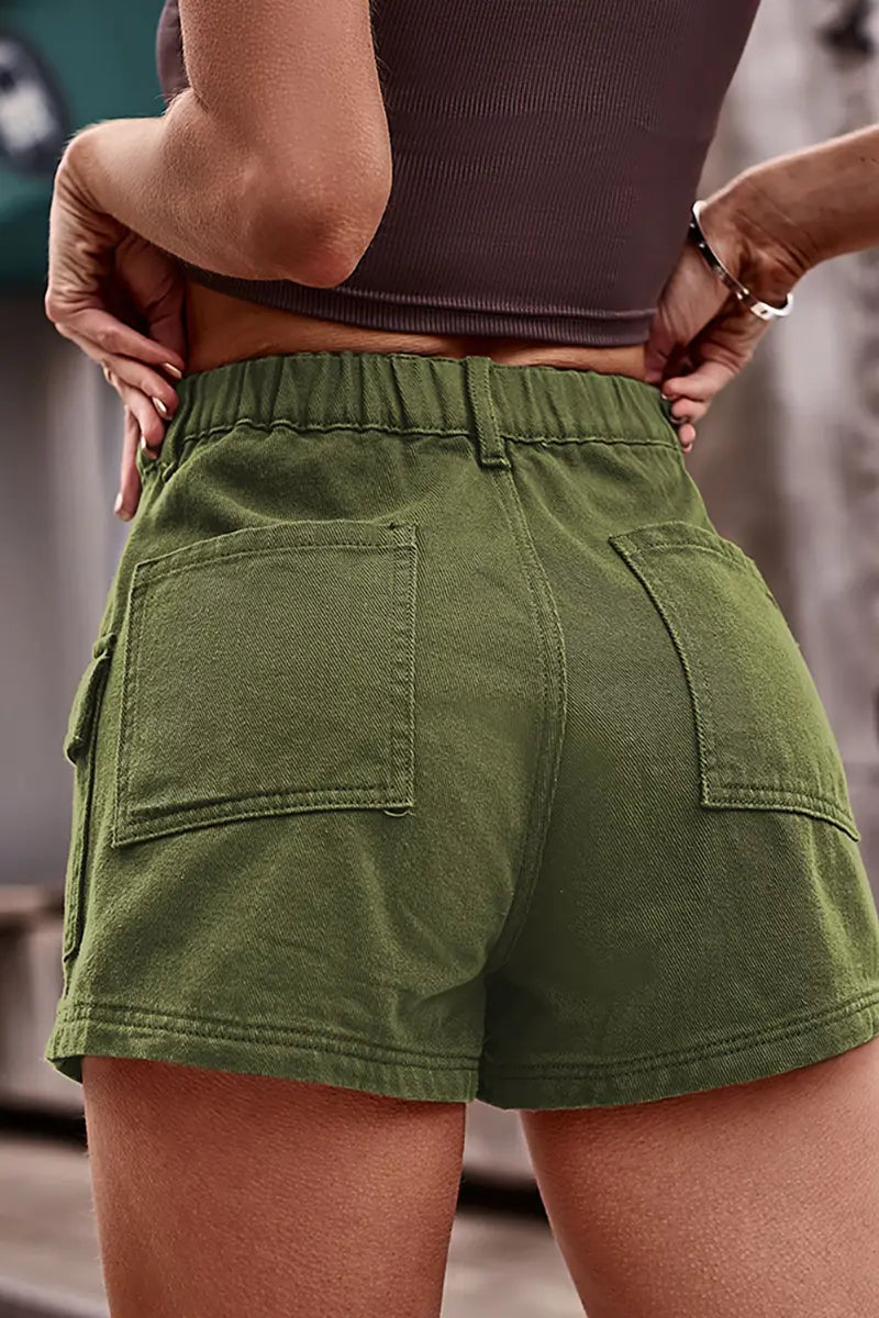 American-Style Denim Cargo Shorts