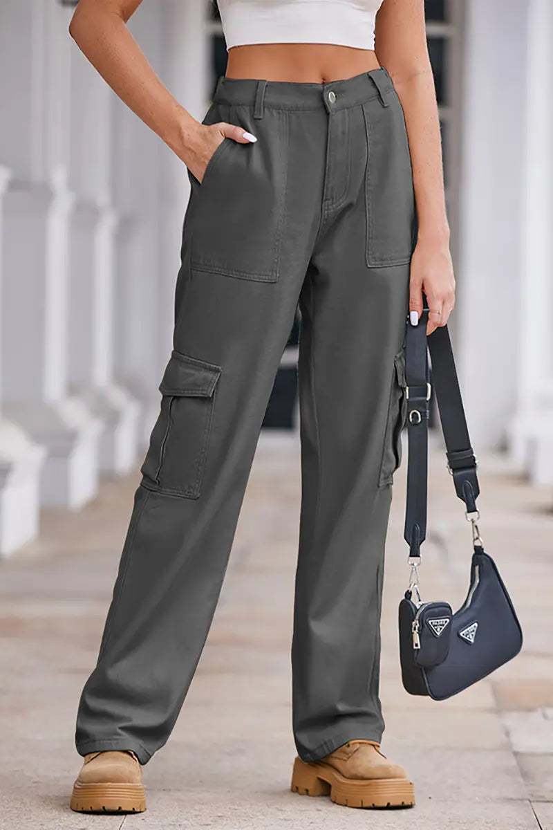 Lente Was Denim Trekkoord Cargo Broek