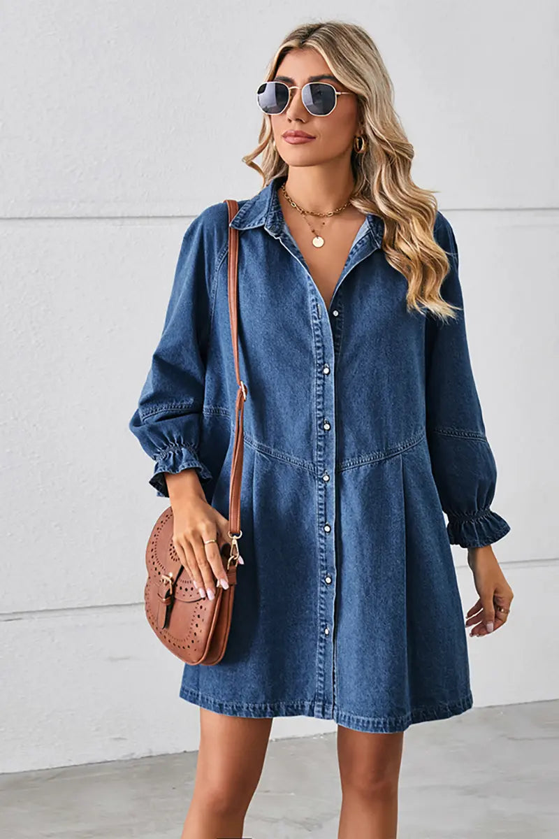 Loose Washed Patchwork Denim Dress