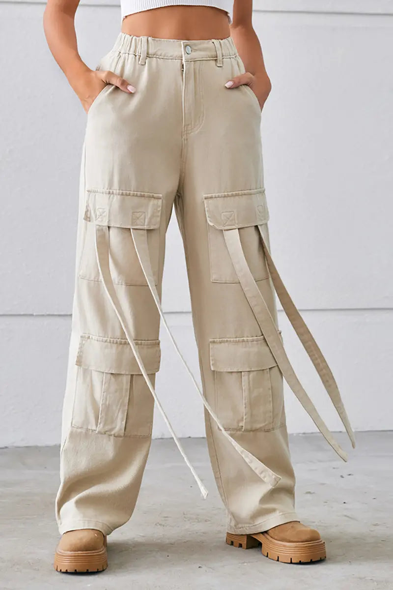 Vintage zware stropdas-design denim cargobroek