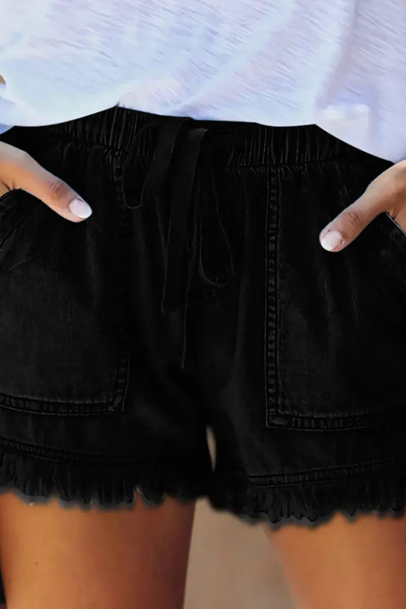 Elastic Waist Slim Fit Denim Hot Shorts